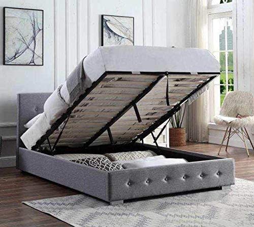 Nicole King Size Bed Frame With Lift Up, King Size Ottoman Bed With Headboard Storage