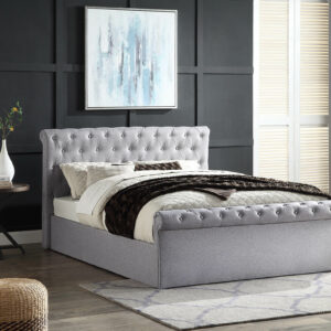 ottoman bed frame with side lift up storage in marbella grey