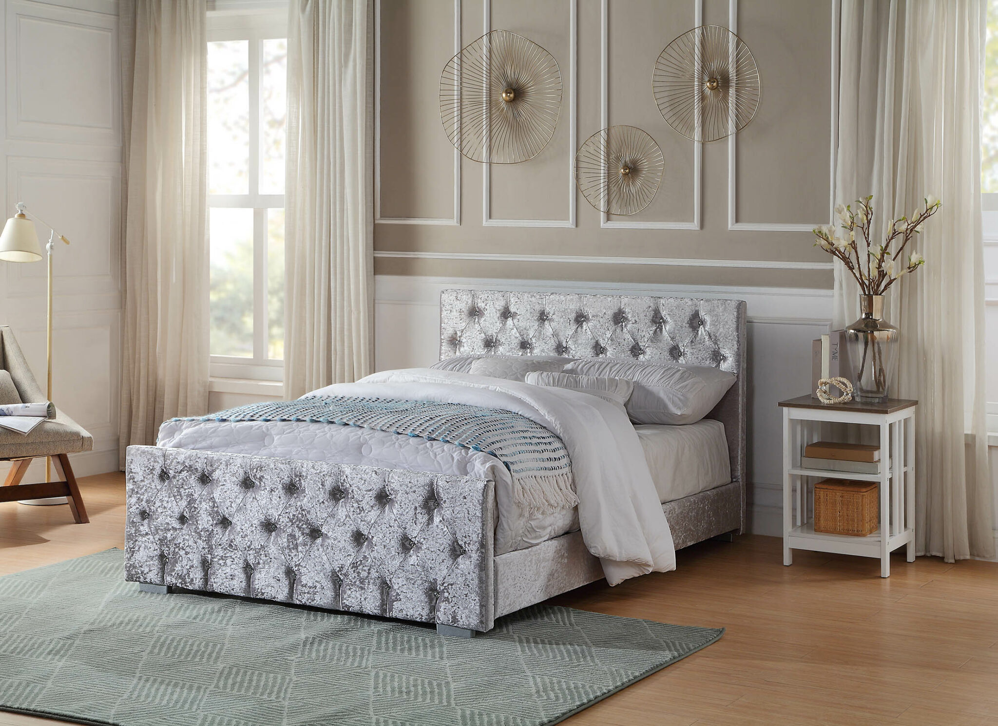 diamante double bed with mattress