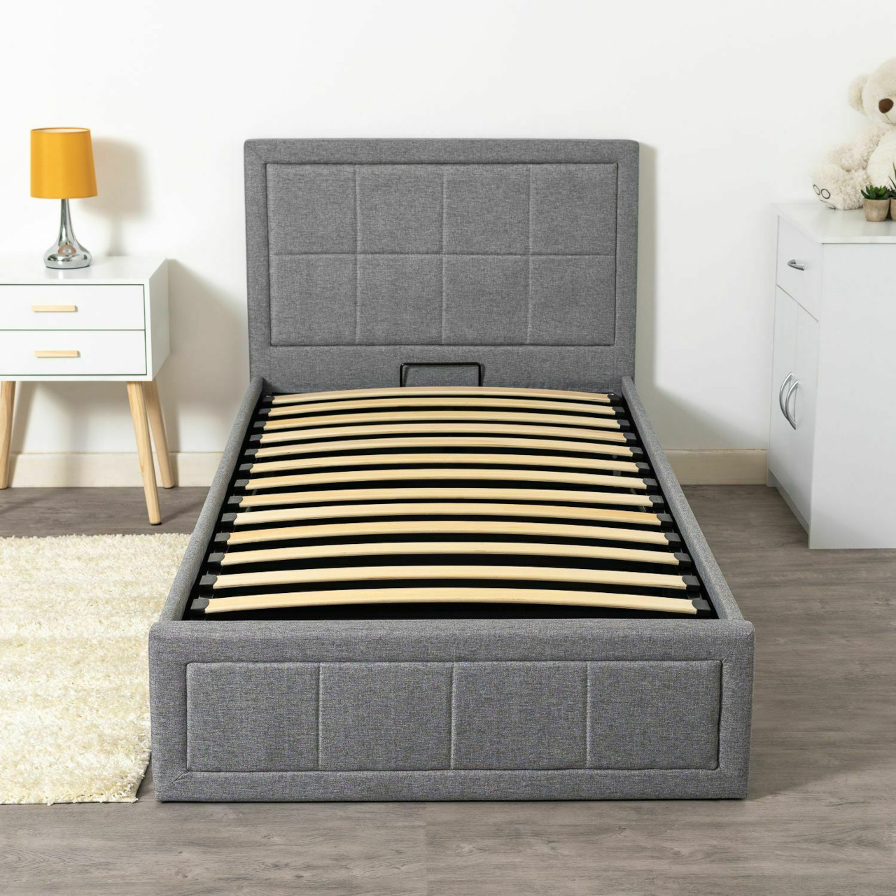 Bailey Single Lift Up Storage Ottoman Bed Frame | BedSale.com