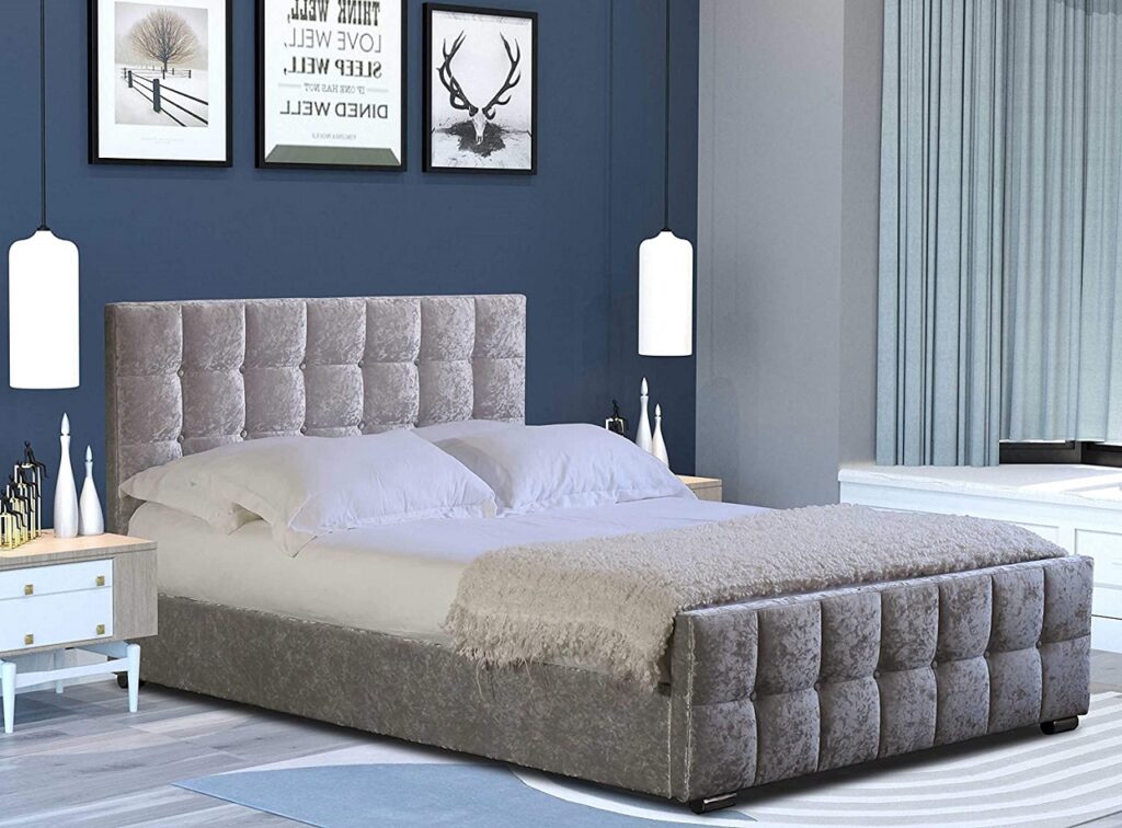Double Crushed Velvet Silvanna Bed | BedSale.com