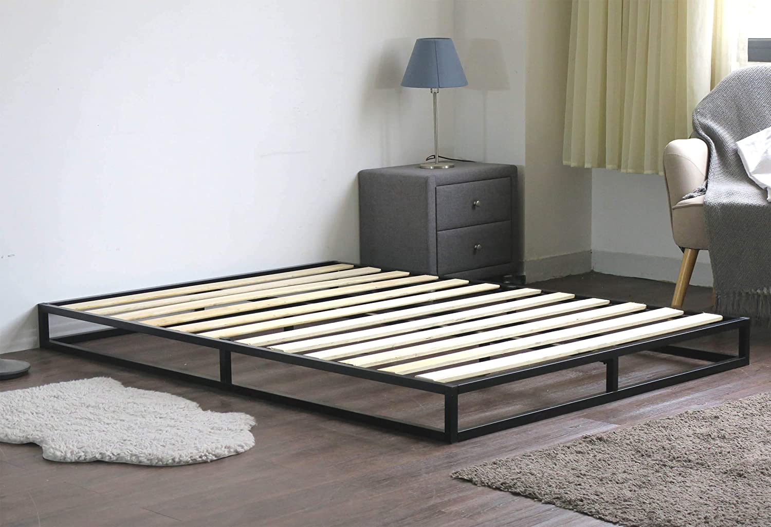 small double platform bed with mattress