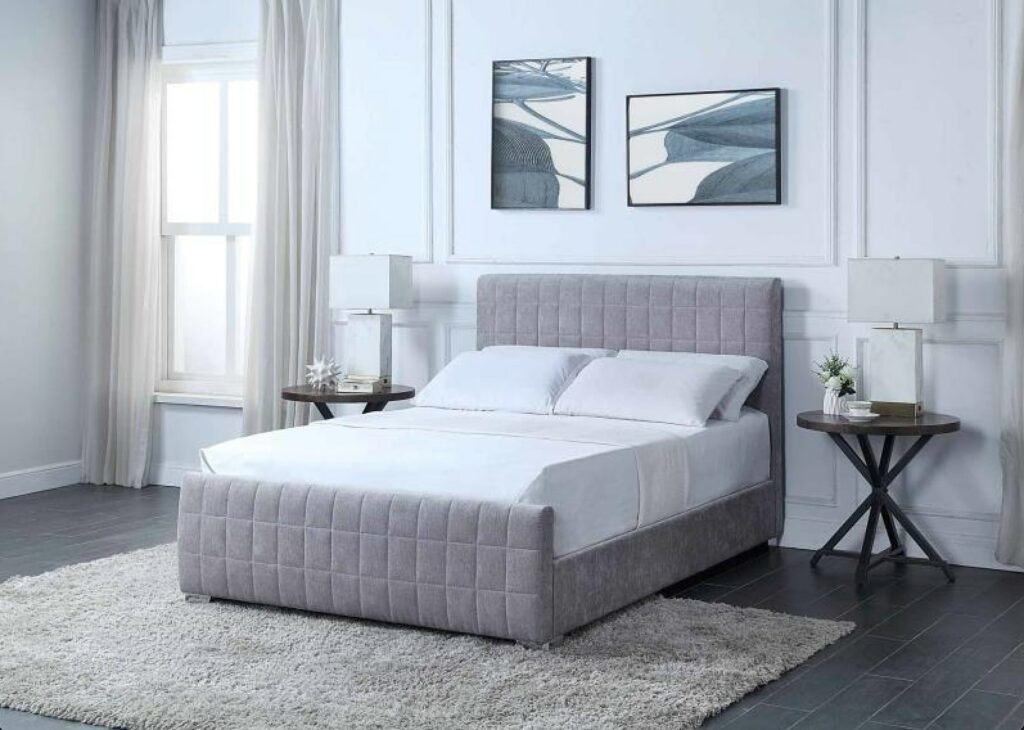 fabric king size bed with mattress