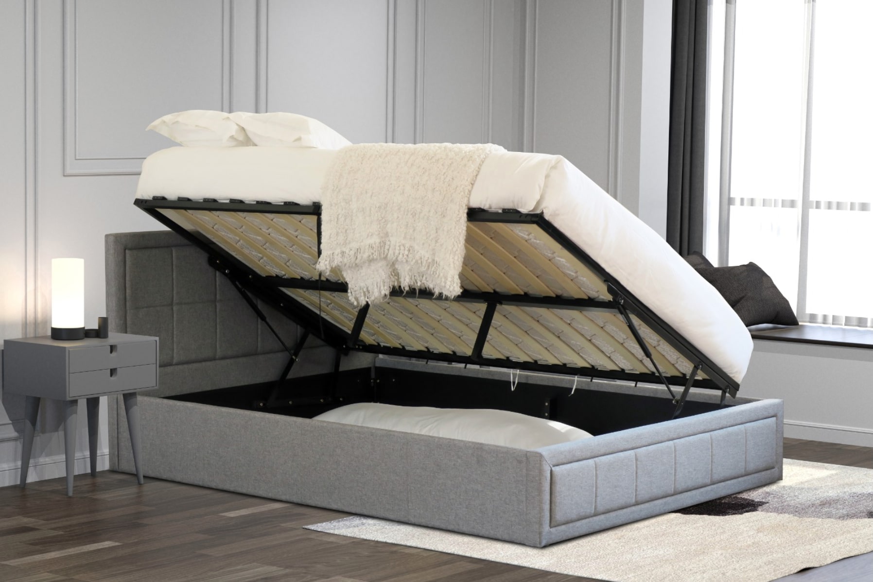 single side opening ottoman bed with mattress