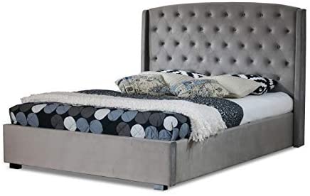 Grey Upholstered Usb King Size Bed, Kasidon King Tufted Bed