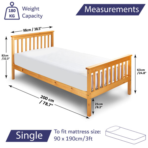Single Pine Bed Measurements
